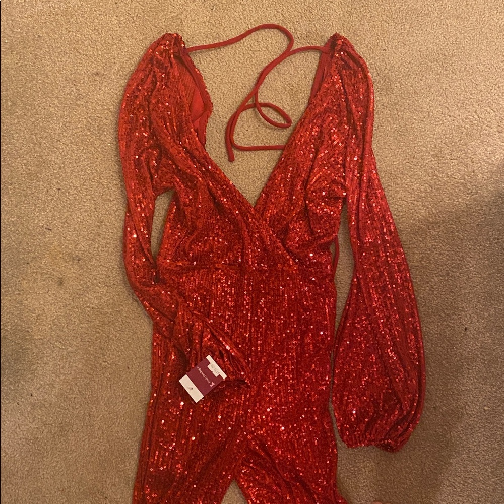 Valentine NWT size small jogger bottom sequin jumpsuit! - Picture 2 of 12
